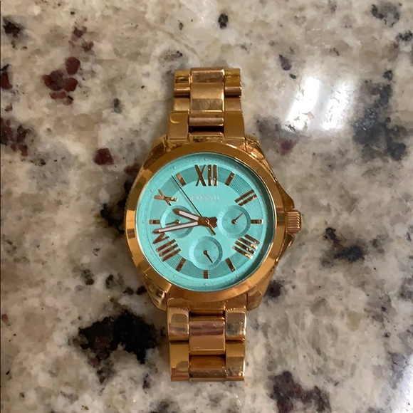 Fossil Cecile Rose Gold Mint Dial Watch - Picture 2 of 6